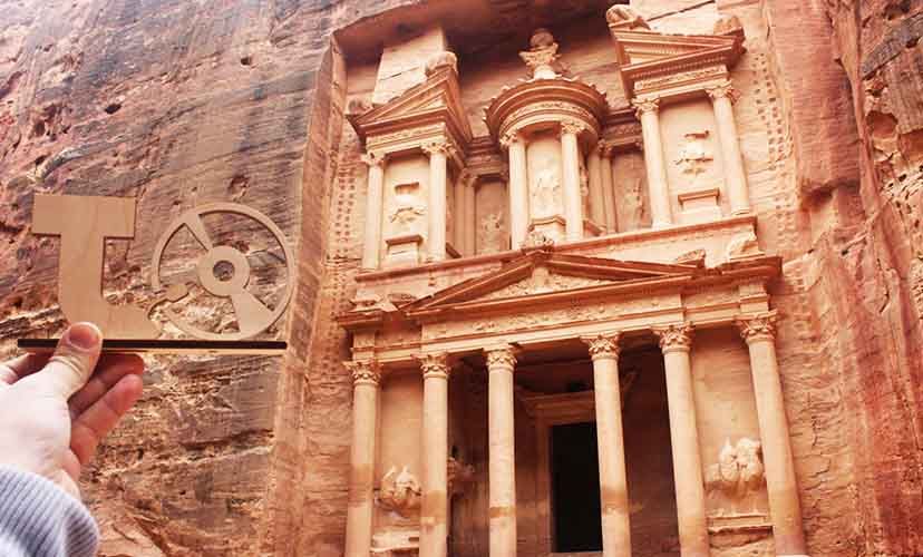 TakeTones in front of the Al-Khazneh in Petra, Jordan