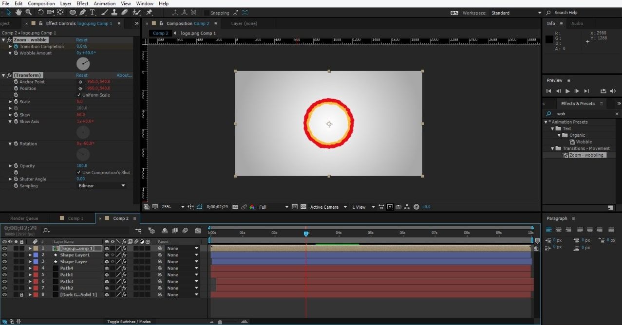 Set dimension for the logo in After Effects